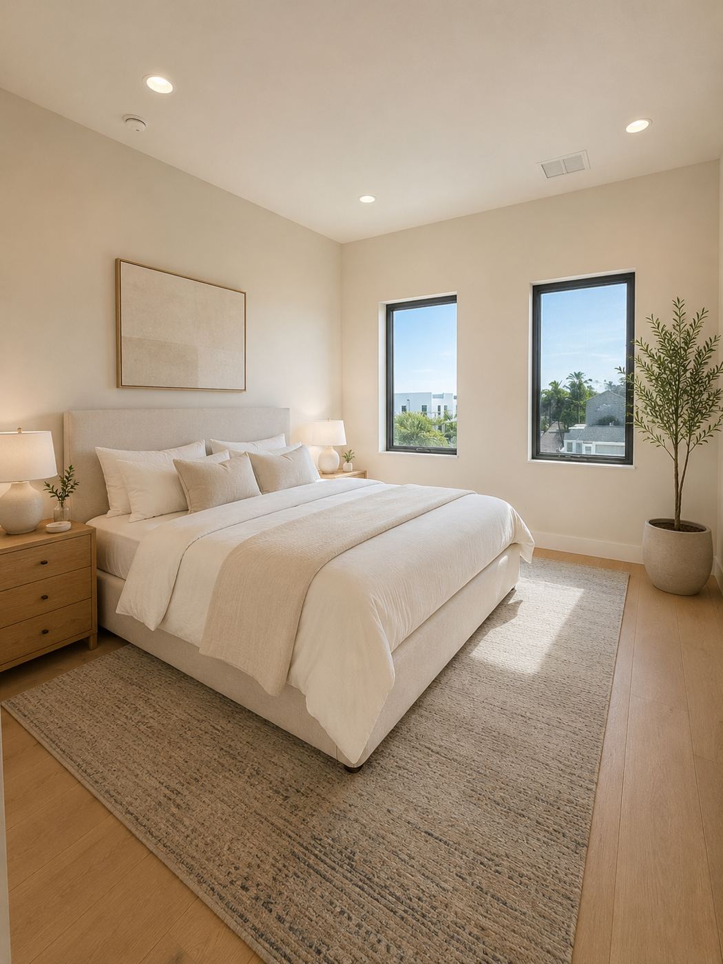 Bedroom with two windows and natural light