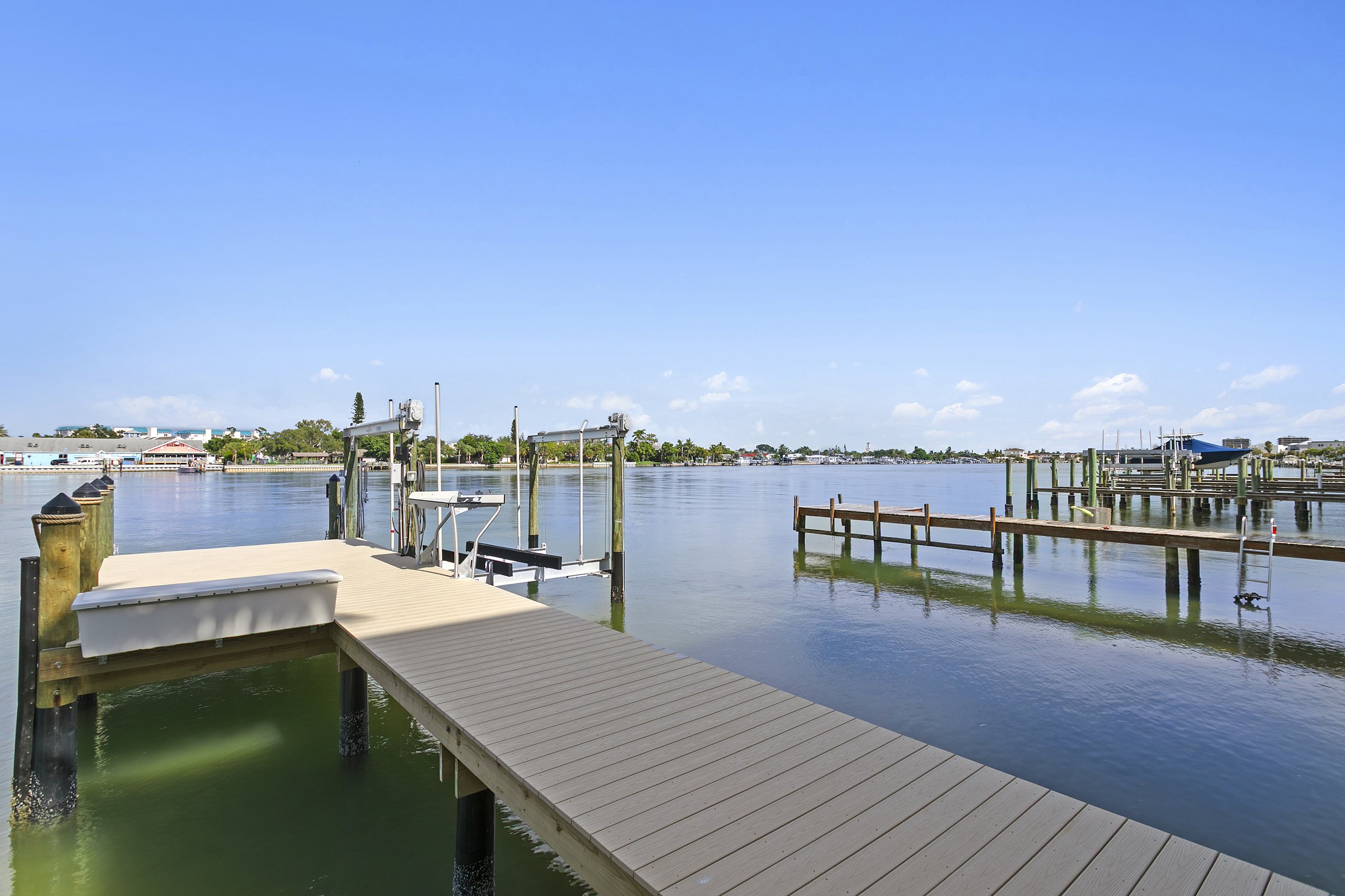 Private dock for fishing off the back of the house
