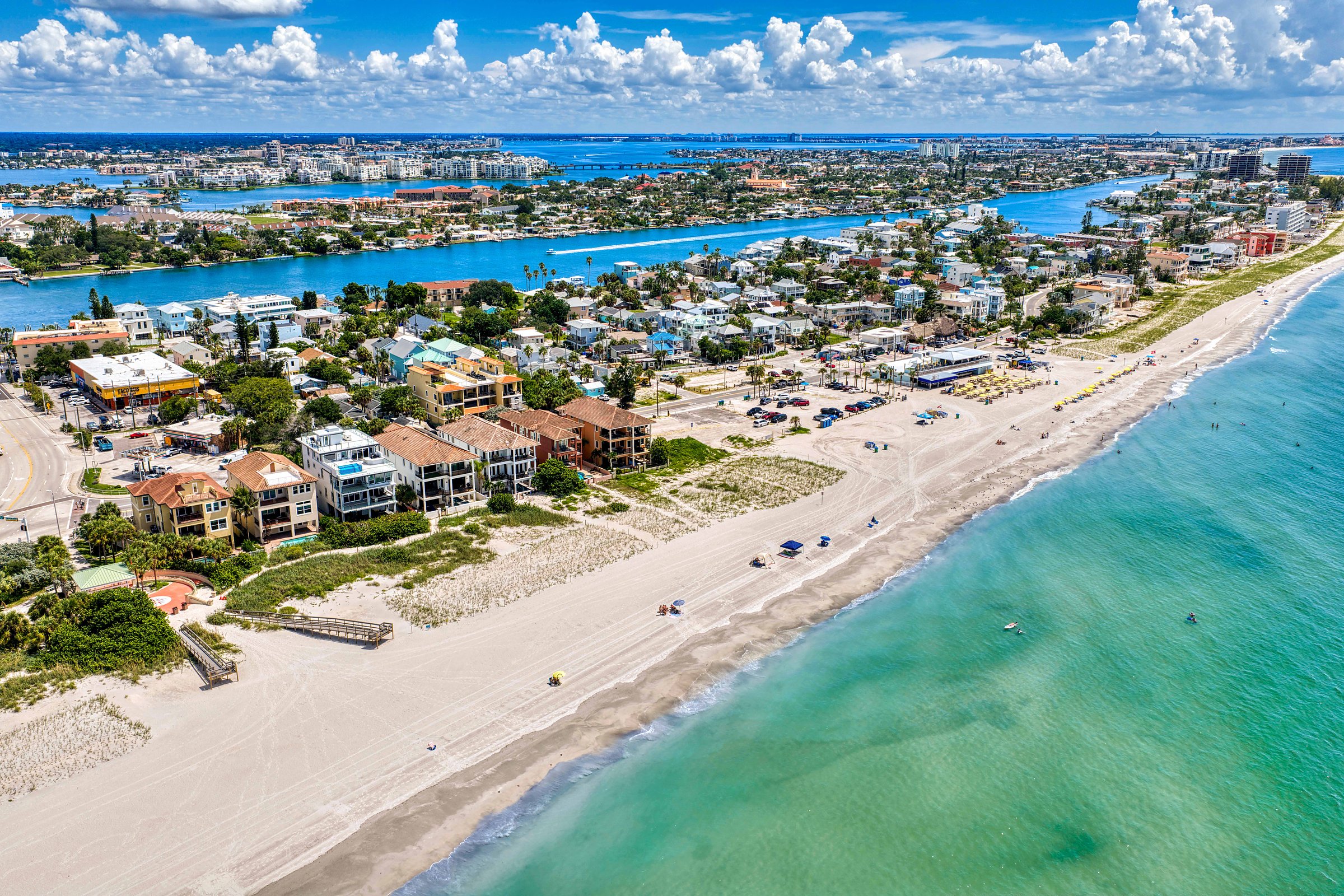 Treasure Island, Florida: Gulf beach, the island and the Intracoastal from the air